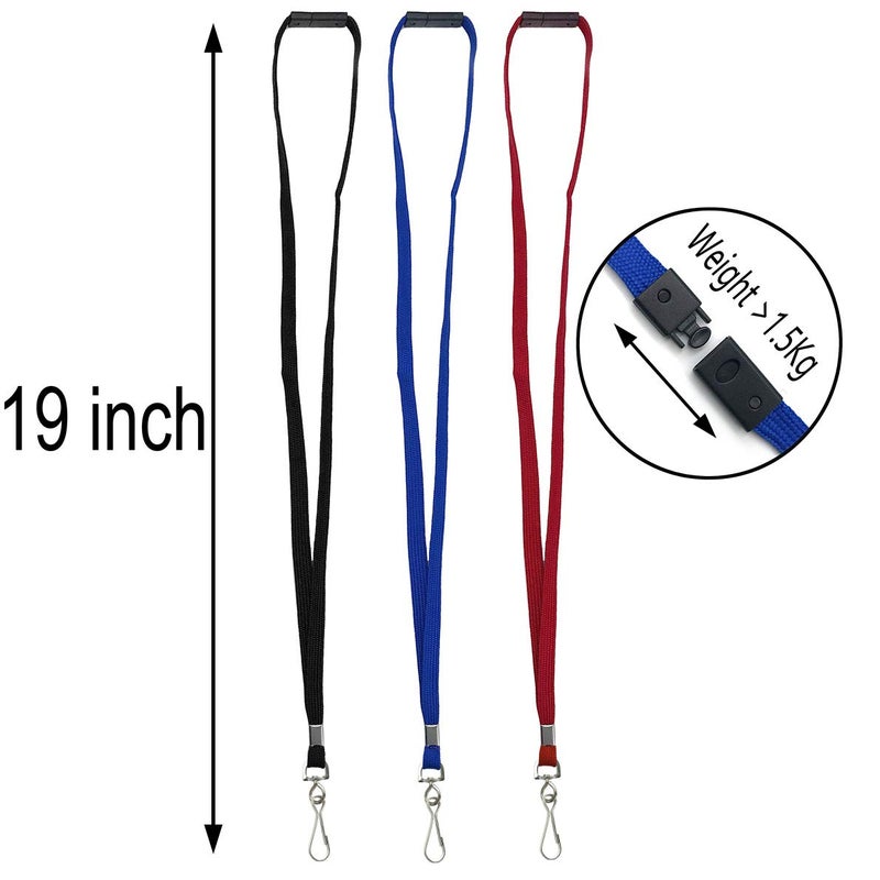 Bird Fiy Lanyards Safety Red Lanyards Neck Flat Premium Breakaway Badge Lanyard with J-Hook for ID Nametag Badge Holder (Red, 50 PCS) - Image 2